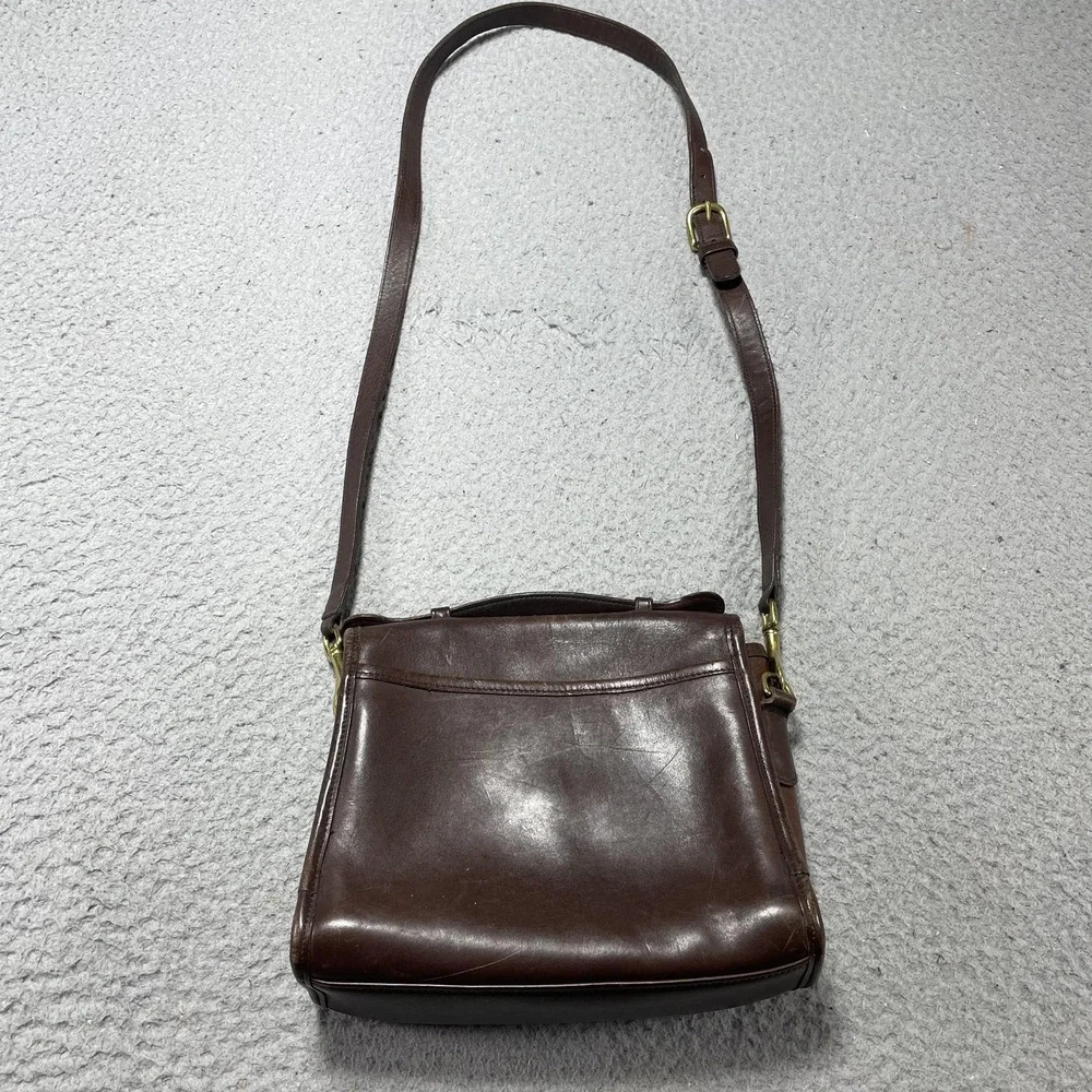 Vintage COACH COURT Brown Leather Crossbody Satchel Bag Handbag‎ Purse 9870 USA